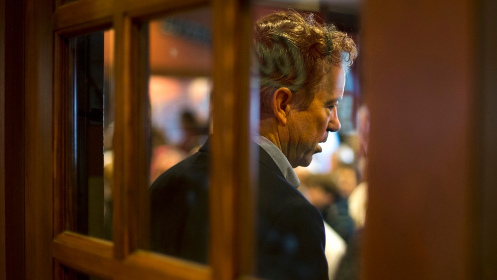 Republican presidential candidate, Sen. Rand Paul, R-Ky. talks during a campaign event, Jan. 8, 2016, in Ottumwa, Iowa. (Photo by Jae C. Hong/AP)
