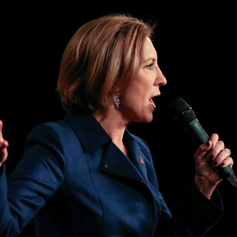 Republican presidential candidate Carly Fiorina speaks at the Iowa GOP's Growth and Opportunity Party at the Iowa state fair grounds in Des Moines, Iowa, Oct. 31, 2015. (Photo by Nati Harnik/AP)