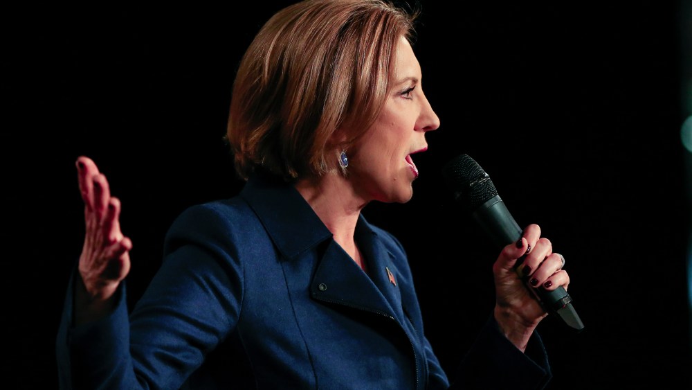 Republican presidential candidate Carly Fiorina speaks at the Iowa GOP's Growth and Opportunity Party at the Iowa state fair grounds in Des Moines, Iowa, Oct. 31, 2015. (Photo by Nati Harnik/AP)