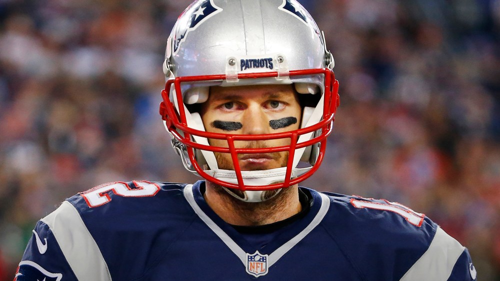 New England Patriots quarterback Tom Brady pauses during a NFL football game against the Philadelphia Eagles at Gillette Stadium in Foxborough, Mass., Dec. 6, 2015. (Photo by Winslow Townson/Panini/AP)