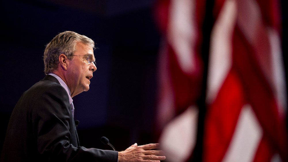 Republican presidential candidate Jeb Bush speaks at the RedState Gathering, Aug. 8, 2015, in Atlanta, Ga. (Photo by David Goldman/AP)
