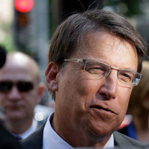 In this Sept. 10, 2014, file photo, North Carolina Gov. Pat McCrory speaks to members of the media in Raleigh, N.C. (Photo by Gerry Broome/AP)