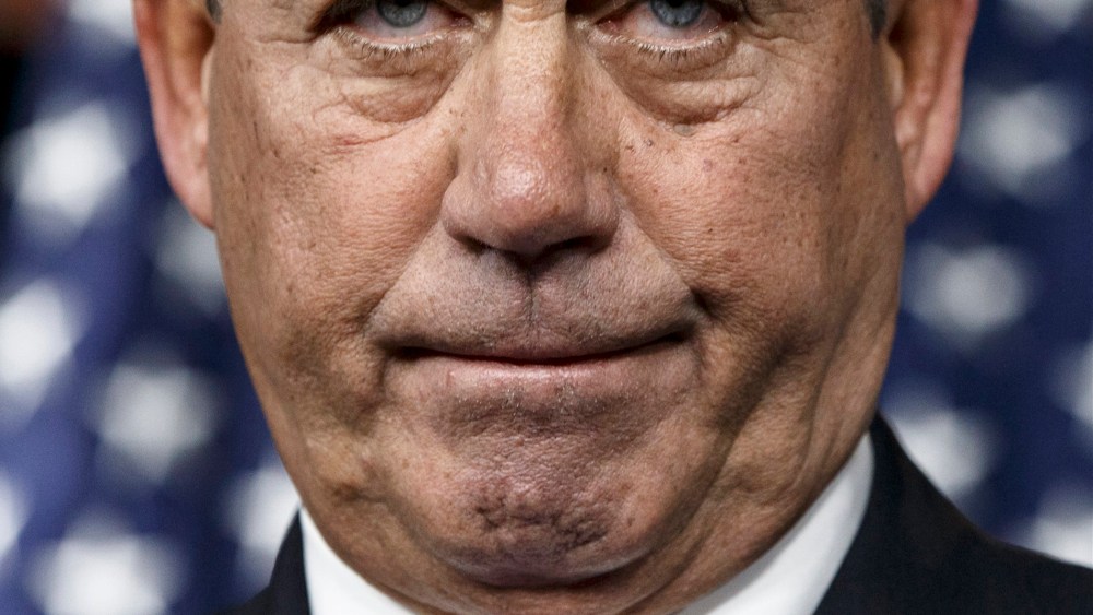 House Speaker John Boehner of Ohio pauses during a news conference on Capitol Hill in Washington, Thursday, February 6, 2014.