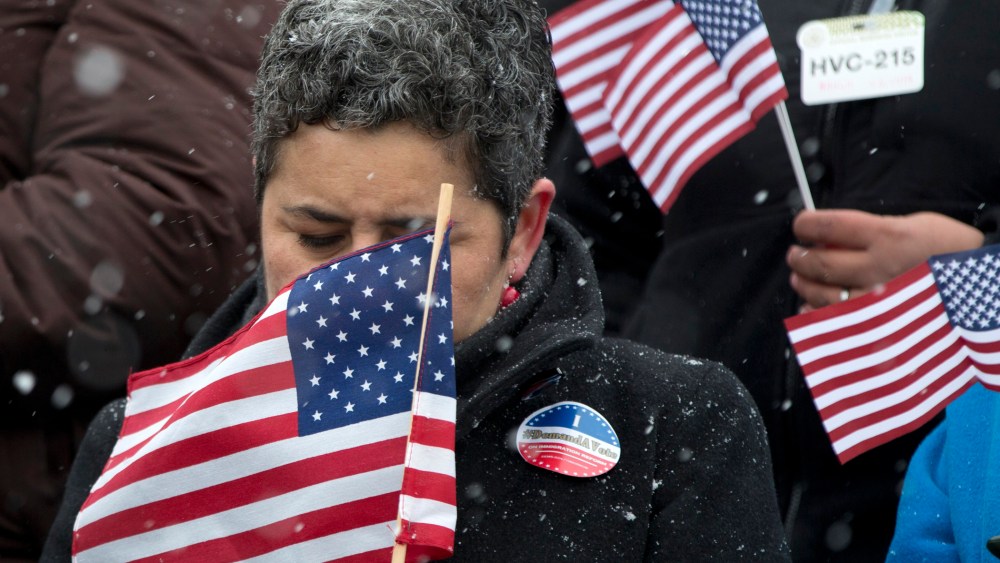 Clarissa Martinez de Castro, director of civic engagement and immigration at the National Council of La Raza (NCLR), during a news conference on the steps of the Capitol in Washington, March 26, 2014.