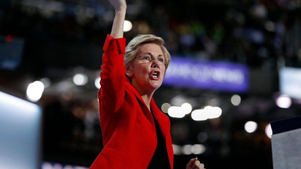 Sen. Elizabeth Warren, D-Mass., speaks during the first day of the Democratic National Convention in Philadelphia, July 25, 2016. (Photo by Carolyn Kaster/AP)