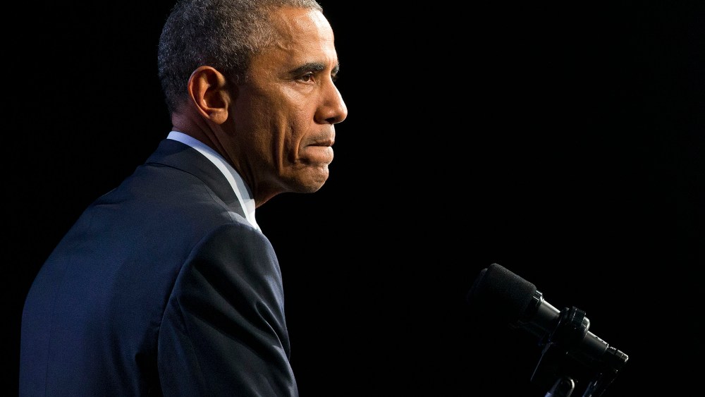President Barack Obama pauses while speaking at an event, Oct. 27, 2015, in Chicago. (Photo by Pablo Martinez Monsivais/AP)