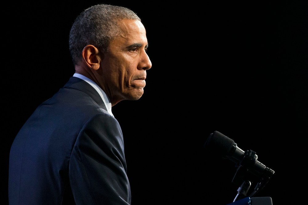 President Barack Obama pauses while speaking at an event, Oct. 27, 2015, in Chicago. (Photo by Pablo Martinez Monsivais/AP)