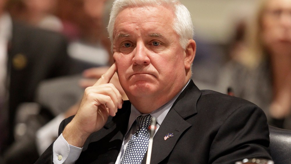 Pennsylvania Gov. Tom Corbett listens during a meeting of the Penn State University Board of Trustees in State College, Pa., Friday, Nov. 11, 2011.