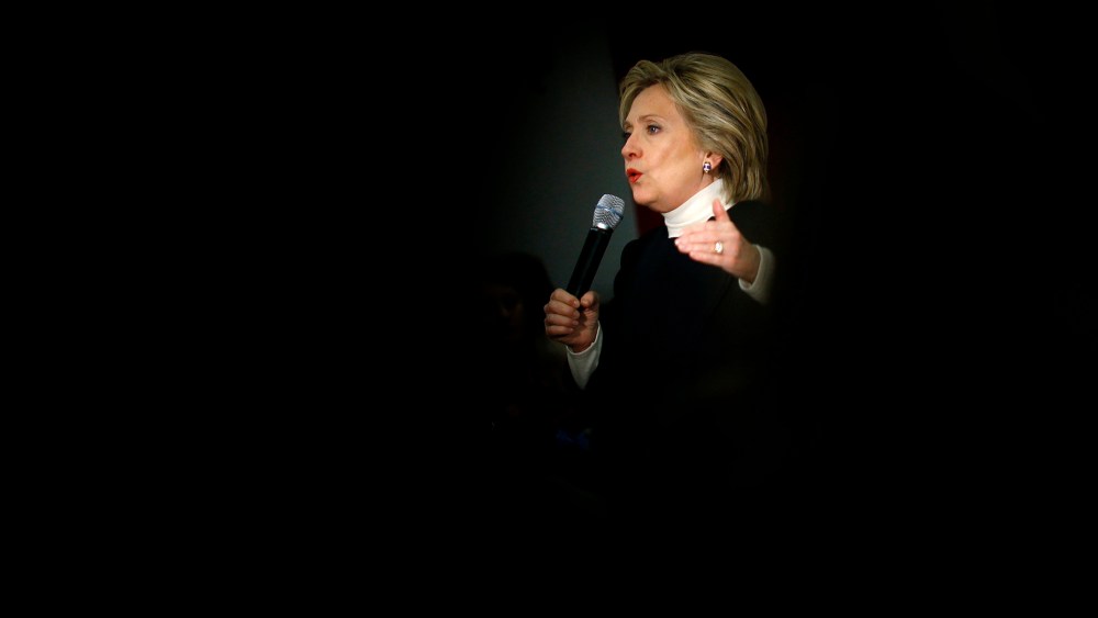Democratic presidential candidate Hillary Clinton speaks during a town hall at the Toledo Civic Center in Toledo, Iowa, Jan. 18, 2016. (Photo by Patrick Semansky/AP)