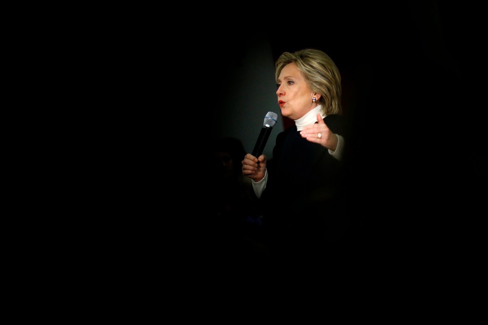 Democratic presidential candidate Hillary Clinton speaks during a town hall at the Toledo Civic Center in Toledo, Iowa, Jan. 18, 2016. (Photo by Patrick Semansky/AP)
