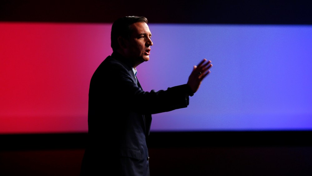 Republican presidential candidate, Sen. Ted Cruz, R-Texas, speaks at a "Rally for Religious Liberty", Aug. 21, 2015, in Des Moines, Iowa. (Photo by Paul Sancya/AP)