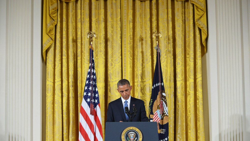 US President Barack Obama speaks during a press conference in the East Room of the White House on Nov. 5, 2014 in Washington, DC.