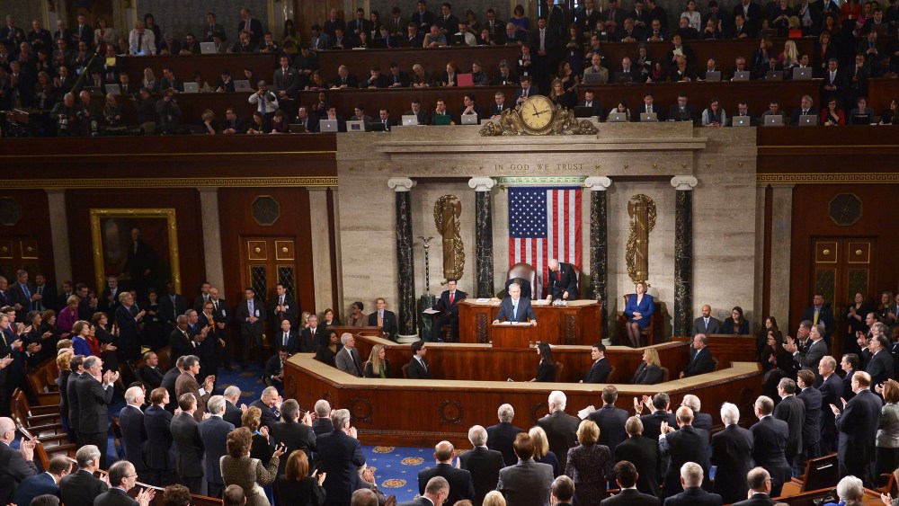 Israel's Prime Minister Benjamin Netanyahu speaks during an address to Congress on March 3, 2015 at the US Capitol in Washington, D.C. (Photo by Mandel Ngan/AFP/Getty)