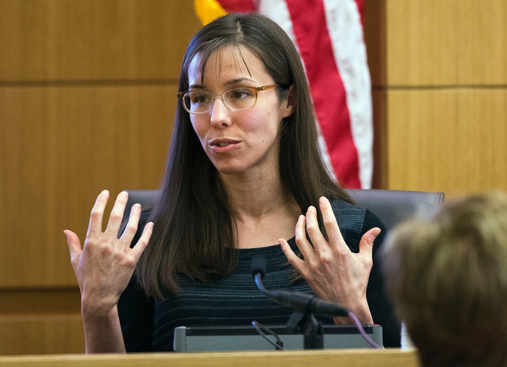 FILE - This March 5, 2013 file photo shows Jodi Arias gesturing toward the jury, in Maricopa County Superior Court in Phoenix. Arias is on trial for the murder of Travis Alexander in 2008. Arias lied repeatedly throughout her evaluation conducted by...