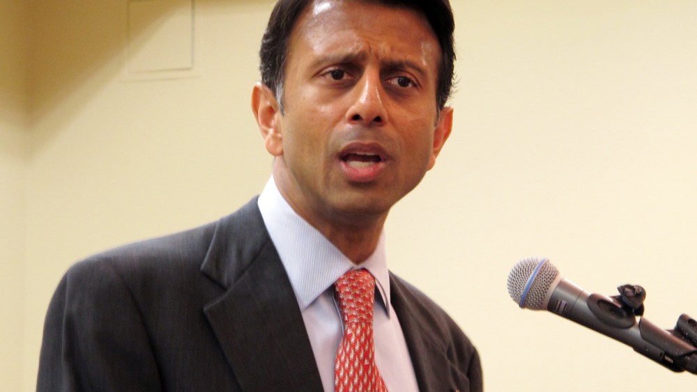 Gov. Bobby Jindal speaks at a meeting of the Baton Rouge Press Club on Wednesday, Jan. 8, 2014, in Baton Rouge, La.