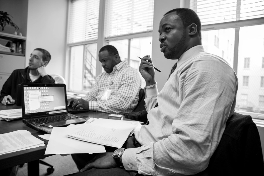 Grady’s outpatient Assertive Community Treatment (ACT) team at their morning meeting.