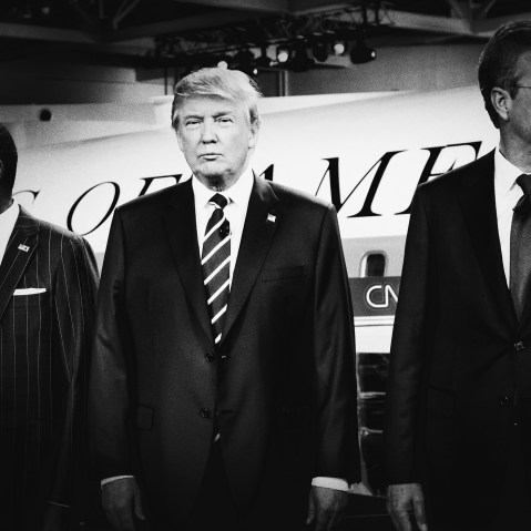 Republican presidential candidates line up for a photo op before the CNN Republican Debate begins at the Ronald Reagan Presidential Library and Museum, Sept. 16, 2015, in Simi Valley, Calif. (Photo by Mark Peterson/Redux for MSNBC)