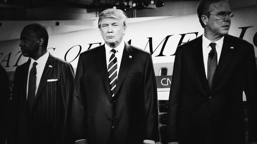 Republican presidential candidates line up for a photo op before the CNN Republican Debate begins at the Ronald Reagan Presidential Library and Museum, Sept. 16, 2015, in Simi Valley, Calif. (Photo by Mark Peterson/Redux for MSNBC)