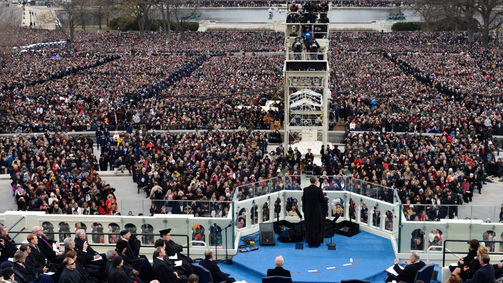 President Barack Obama speaks during the ceremonial swearing-in at the U.S. Capitol during the 57th Presidential Inauguration in Washington, Monday, Jan. 21, 2013. (Photo by Susan Walsh/AP)