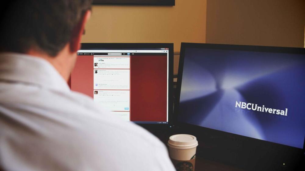 Joe Scarborough chats with fans on Twitter in March, 2013. (photo by Clayton Collins for Morning Joe)