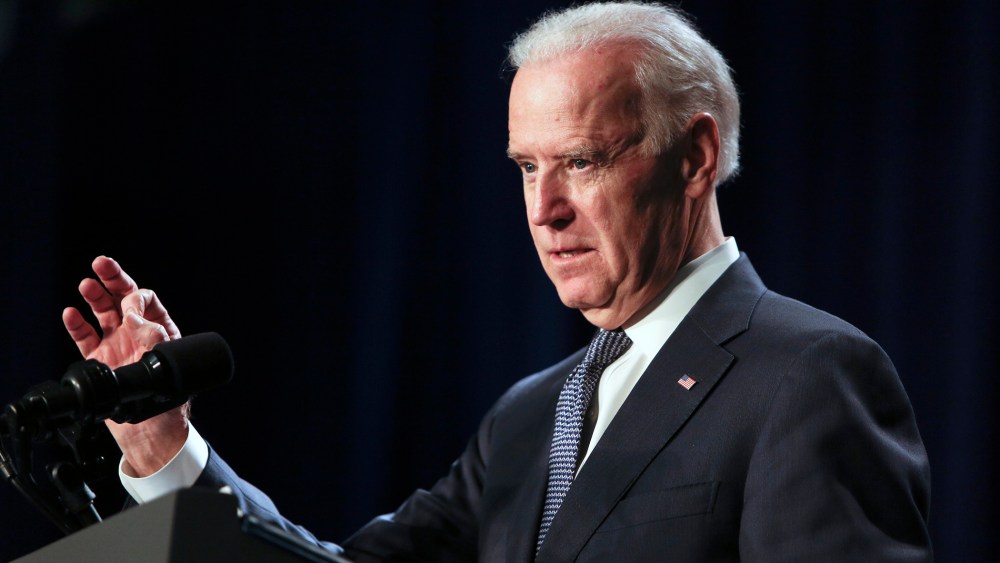 Vice President Joe Biden gestures while speaking to members of the House Democratic Caucus in Philadelphia, Jan. 30, 2015. (Photo by Joseph Kaczmarek/AP)