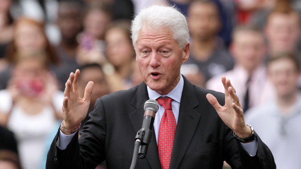 Former President Bill Clinton speaks at a Democratic political rally at the University of Central Arkansas in Conway, Ark., Monday, Oct. 6, 2014.