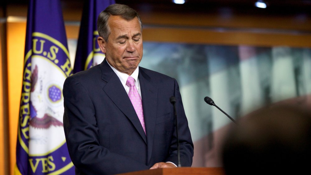 House Speaker John Boehner of Ohio listens to a reporter's question during a news conference on Capitol Hill in Washington, D.C., November 14, 2013.