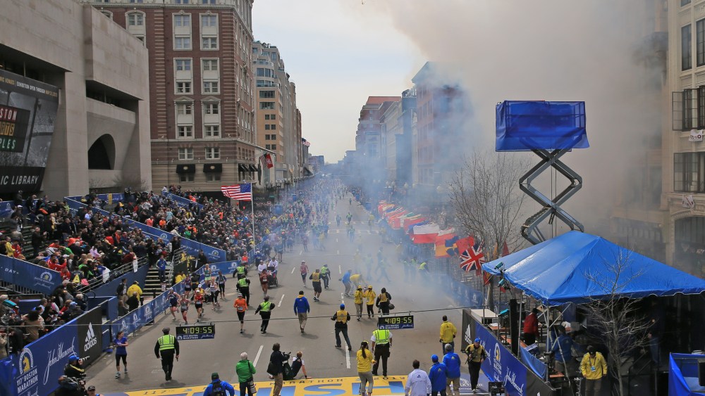 Two explosions went off near the finish line of the 117th Boston Marathon on April 15, 2013.(Photo by David L. Ryan/The Boston/ Globe via Getty Images)