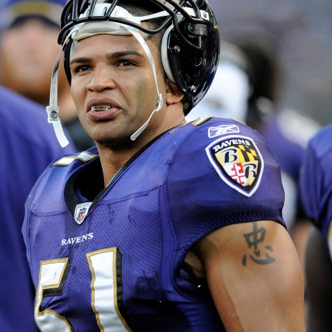 X in the second half of an NFL football game in Baltimore, Saturday, Dec. 24, 2011. (AP Photo/Nick Wass)