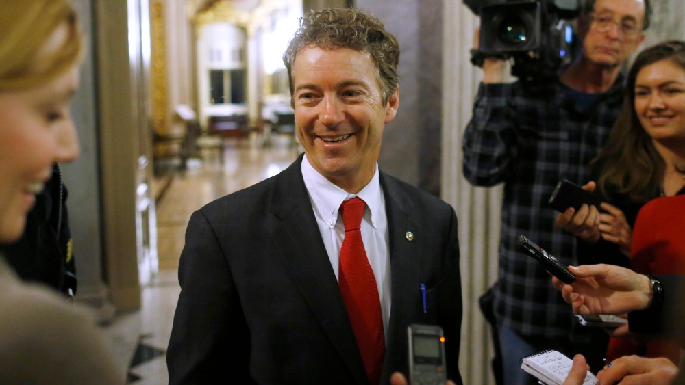 Sen. Rand Paul, R-Ky., leaves the floor of the Senate after his filibuster of the nomination of John Brennan to be CIA director on Capitol Hill in Washington, early Thursday, March 7, 2013. Senate Democrats pushed Wednesday for speedy confirmation of...