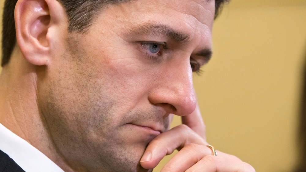 Rep. Paul Ryan, R-Wis., appears before the House Rules Committee to testify on his party's budget proposal. (AP Photo/J. Scott Applewhite)