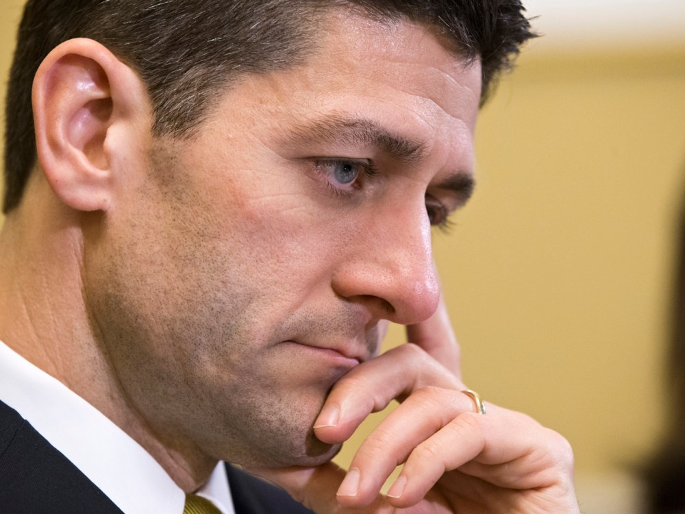 Rep. Paul Ryan, R-Wis., appears before the House Rules Committee to testify on his party's budget proposal. (AP Photo/J. Scott Applewhite)