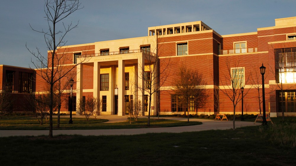 FILE - In this April 5, 2013 file photo, the exterior of the George W. Bush Presidential Center is seen, in Dallas. Former first lady Laura Bush wanted to make sure that the George W. Bush Presidential Center reflected her and her husbands Texas roots...