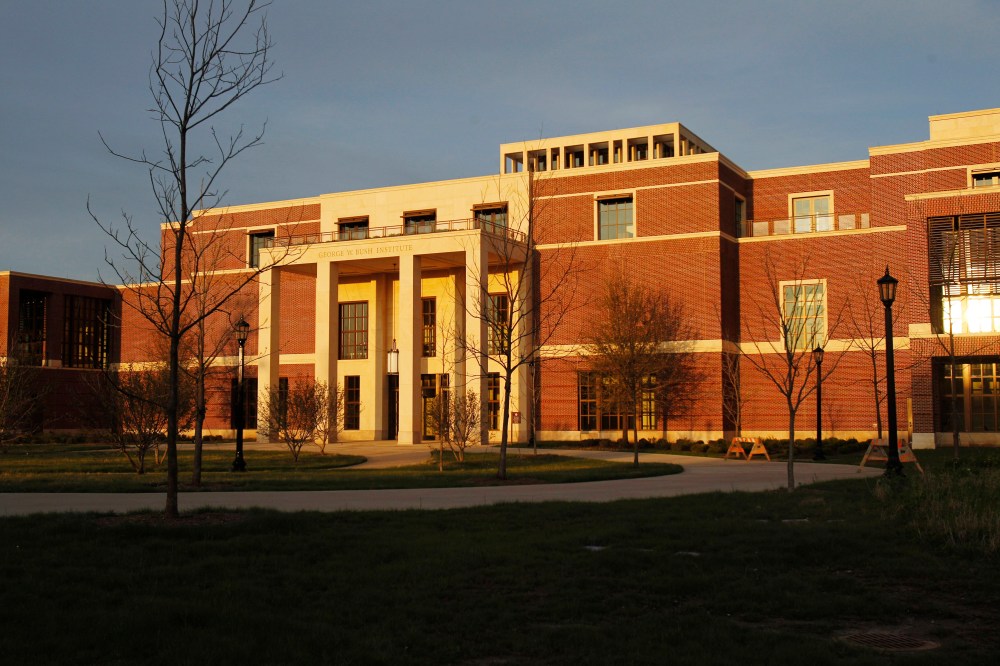 FILE - In this April 5, 2013 file photo, the exterior of the George W. Bush Presidential Center is seen, in Dallas. Former first lady Laura Bush wanted to make sure that the George W. Bush Presidential Center reflected her and her husbands Texas roots...