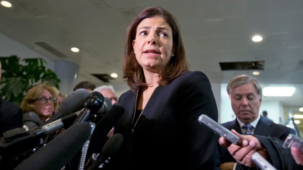 Sen. Kelly Ayotte, R-N.H., speaks to reporters on Capitol Hill in Washington, Tuesday, Nov. 27, 2012 (Photo by J. Scott Applewhite/AP Photo)