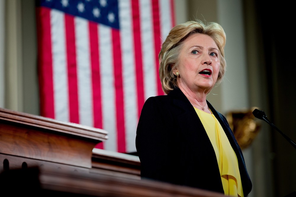 Democratic presidential candidate Hillary Clinton Speaks at the Old State House in Springfield, Ill., July 13, 2016.