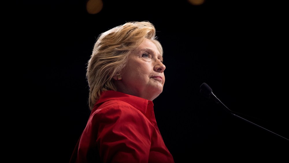Democratic presidential candidate Hillary Clinton pauses while speaking at a rally at David L. Lawrence Convention in Pittsburgh, July 30, 2016.