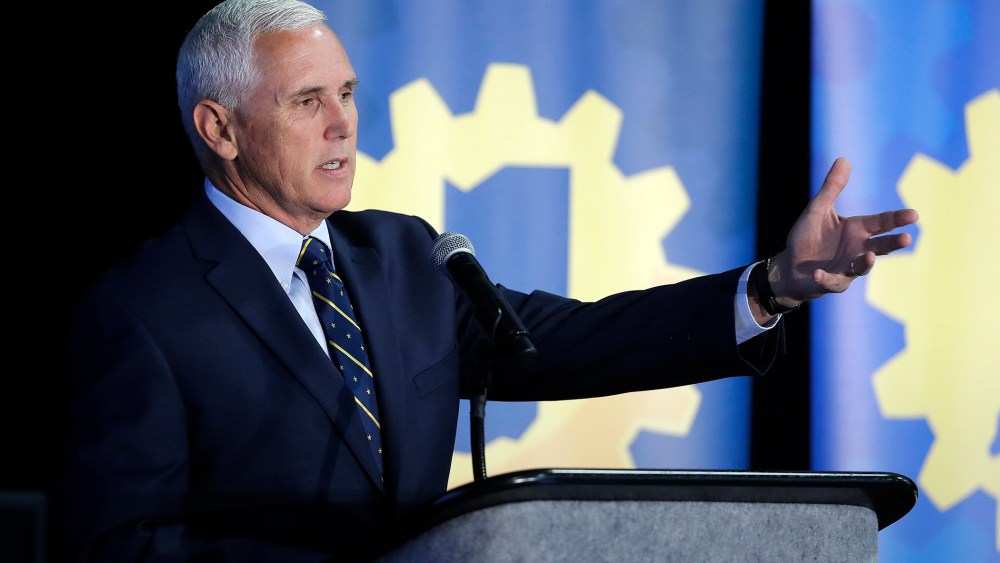 Indiana Gov. Mike Pence speaks during the Innovation Showcase, July 14, 2016, in Ind. (Photo by Darron Cummings/AP)