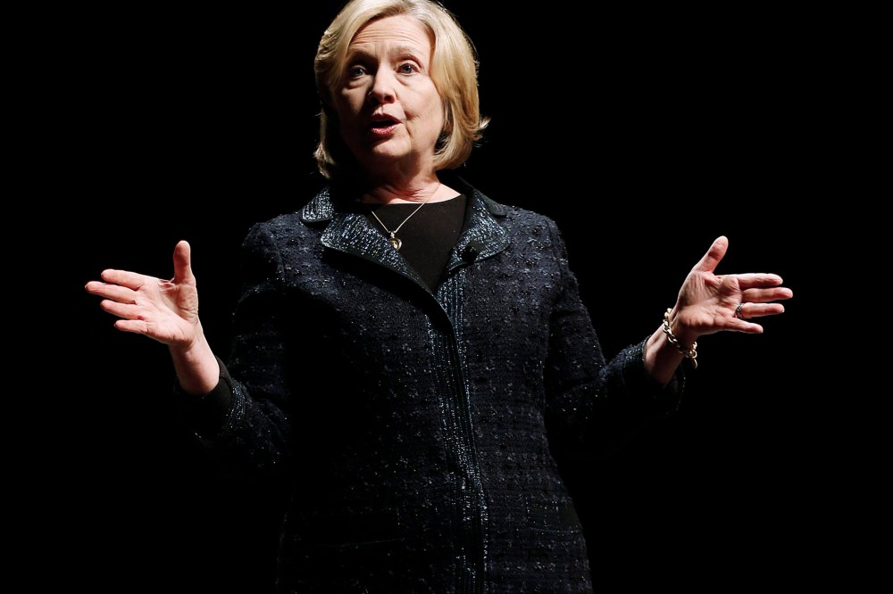 Former U.S. Secretary of State Hillary Rodham Clinton speaks in Winnipeg, Manitoba, on Jan. 21, 2015. (Photo by John Woods/The Canadian Press/AP)