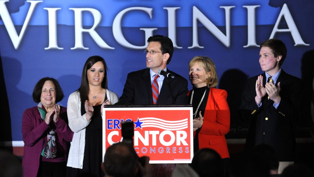 Rep. Eric Cantor, R-Va., speaks to the crowd at the Republican Party of Virginia post election event at the Omni Hotel in Richmond, Va., on Tuesday Nov. 6, 2012.