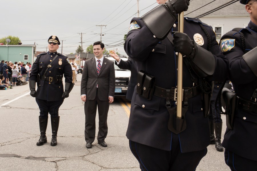 Central Falls Mayor James Diossa joins neighboring town, Lincoln, for their Annual Memorial Day Parade on May 26, 2014.