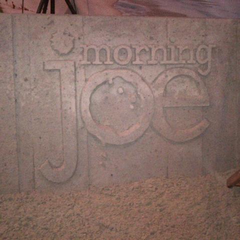 Morning Joe sand castle sculpted by our friends in Myrtle Beach, South Carolina.