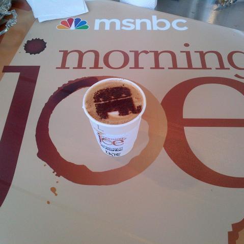 A GOP themed latte from the Morning Joe experience at The Boat House in Channelside.