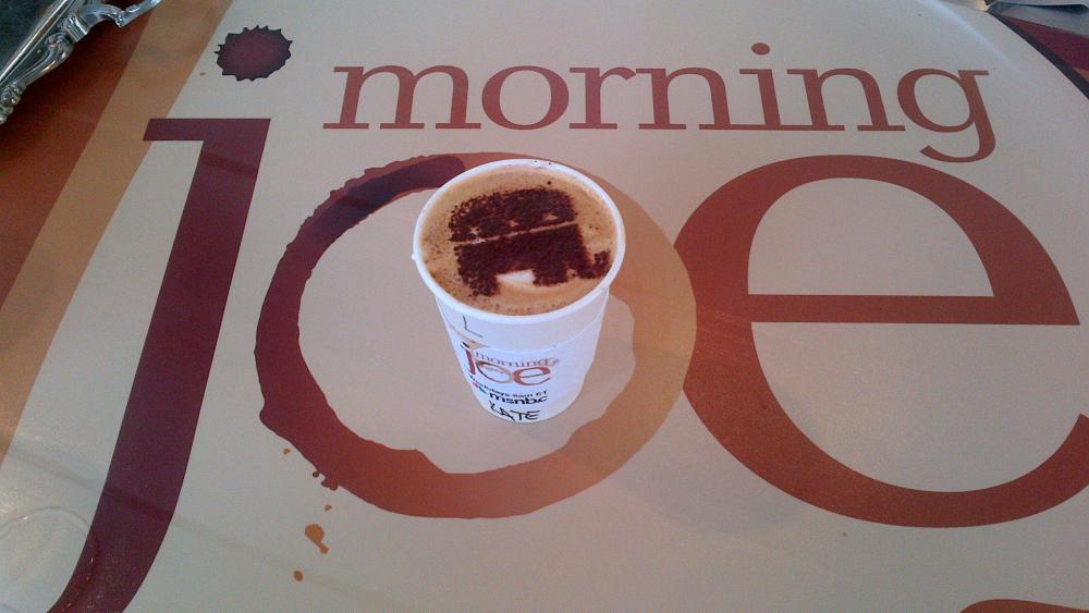 A GOP themed latte from the Morning Joe experience at The Boat House in Channelside.
