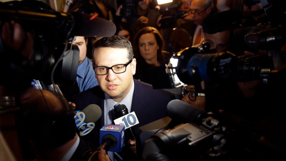 David Wildstein walks from a hearing Thursday, Jan. 9, 2014, at the Statehouse in Trenton, N.J.