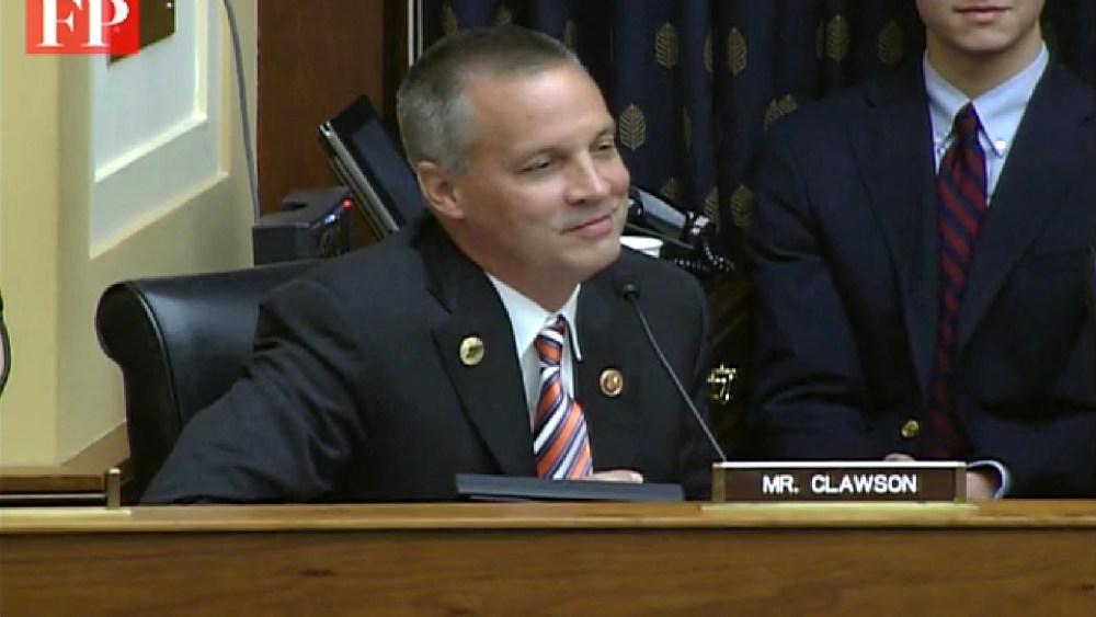 Florida Republican Rep. Curt Clawson in a frame captured from a video of the House Foreign Affairs Committee on Thursday, July 24, 2014.