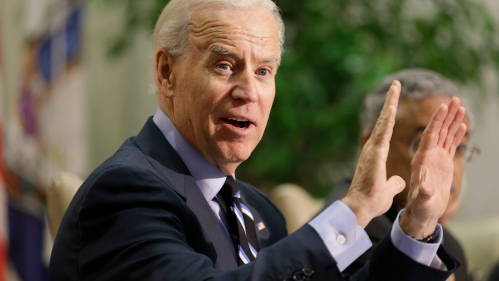 In this Jan. 25, 2013, photo, Vice President Joe Biden gestures during a round table discussion  on gun violence at Virginia Commonwealth University in Richmond, Va.  The panelists included officials who worked on the aftermath of the Virginia Tech...