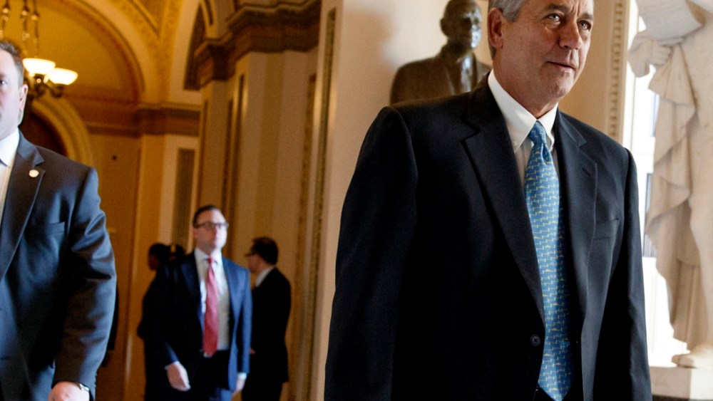 House Speaker John Boehner of Ohio leaves the House chamber on Capitol Hill in Washington, on Feb. 27, 2015.