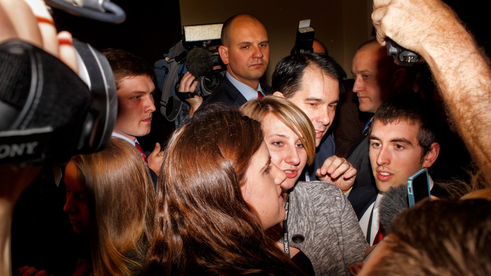 Wisconsin Governor Scott Walker after speaking at CPAC in National Harbor, MD on Friday, February 27, 2015. (Photo by Melissa Golden/Redux for MSNBC)