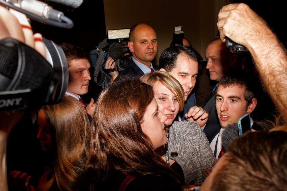 Wisconsin Governor Scott Walker after speaking at CPAC in National Harbor, MD on Friday, February 27, 2015. (Photo by Melissa Golden/Redux for MSNBC)